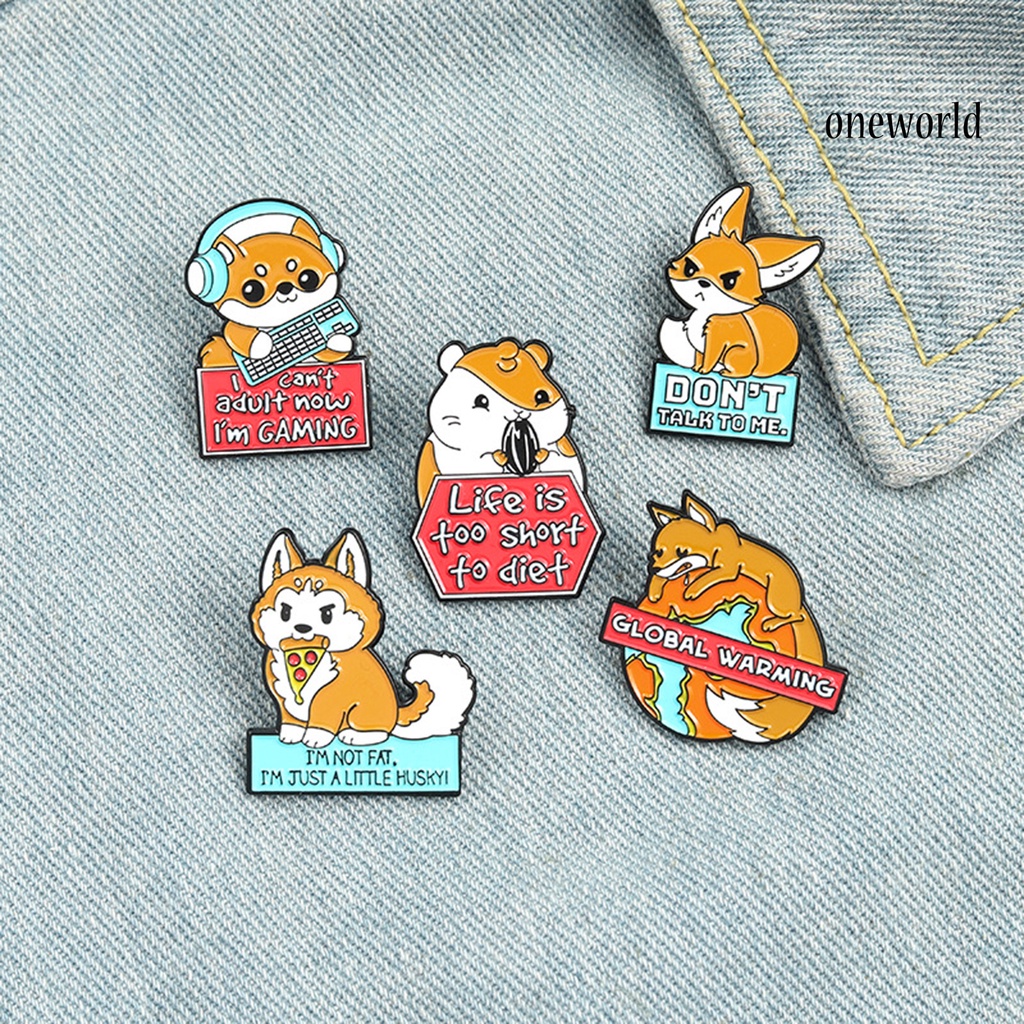 OW@ Animal Brooch Corgi Shape Exquisite Lightweight Squirrel Design Enamel Pin for School