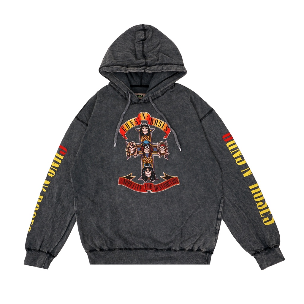 HOODIE MCF GUNS N ROSES WASHING GREY