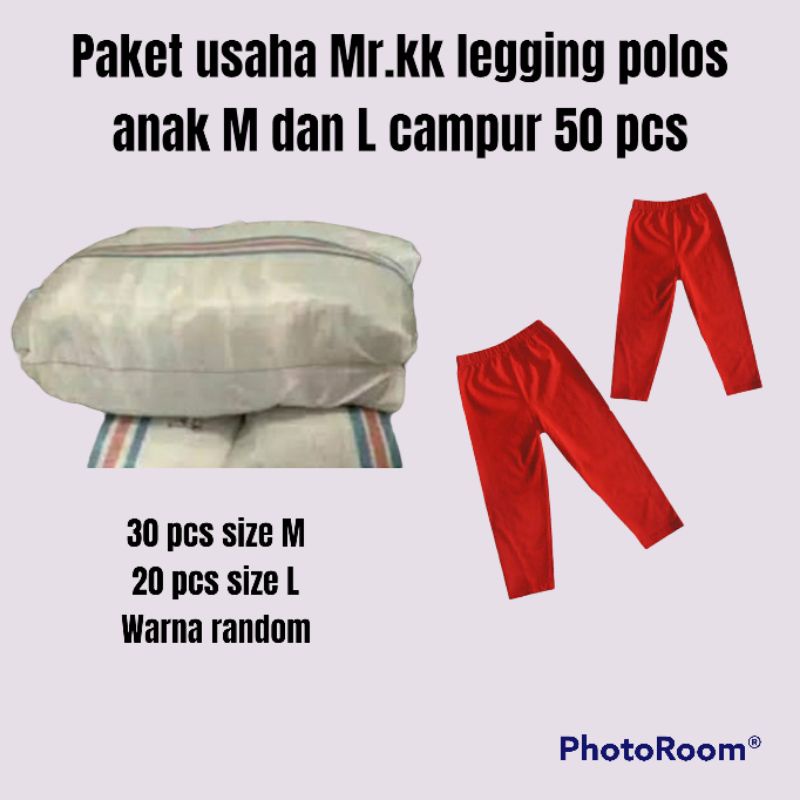 PAKET USAHA legging anak mr.kk 50 pcs size M dan L utk 6 sampai 13 tahun