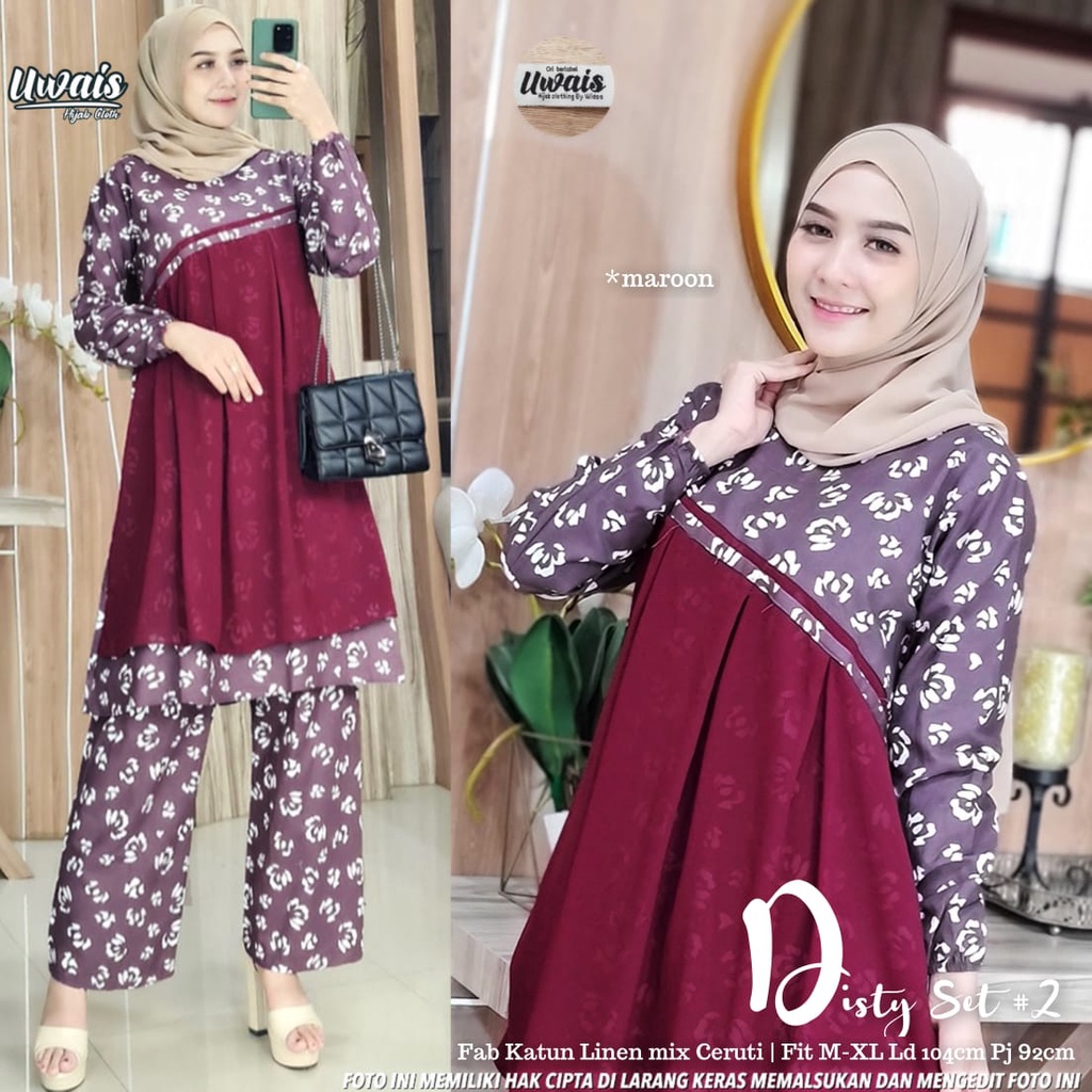 DISTY ONE SET / SETELAN MUSLIM PREMIUM / SETELAN KEKNIAN / ONE SET ORI BY UWAIS