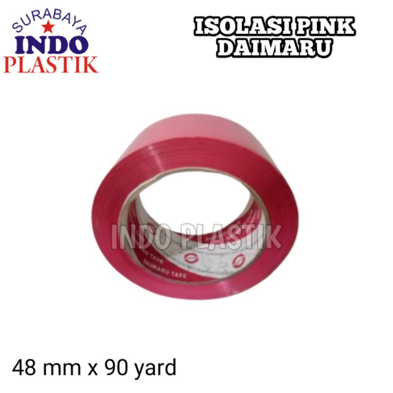 

selotip isolasi lakban daimaru warna pink plastik opp 100 meter