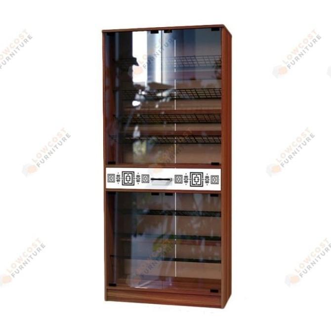 LEMARI SEPATU PINTU KACA TINGGI FRENCH WALNUT SPS BESTSELLER1111