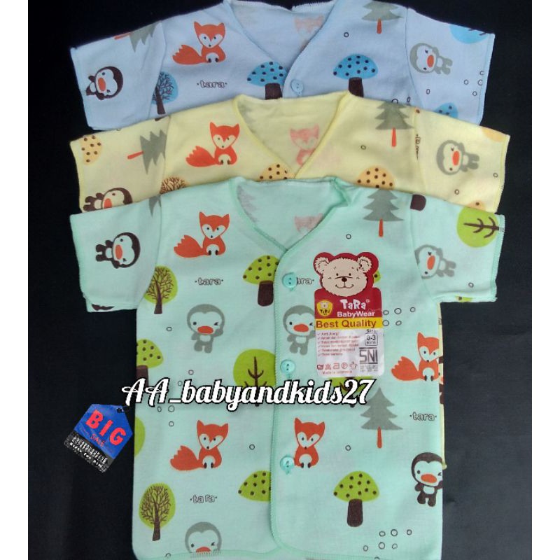 3Pc Baju Bayi Tara Necci Lengan Pendek Newborn Warna Bahan Lembut dan SNI