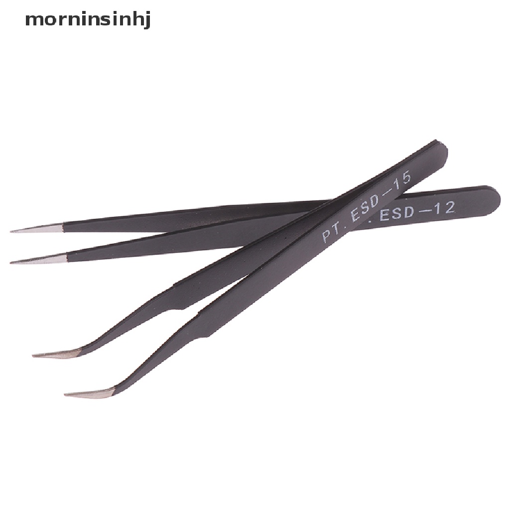 Mornin 1pc Esd-12 / 15 Pinset Stainless Steel Anti Statis