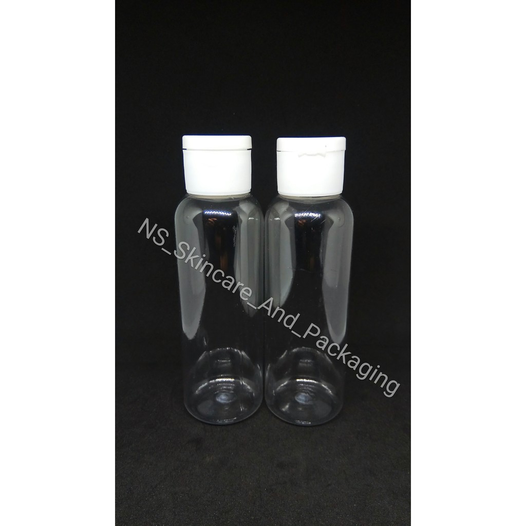 Botol fliptop 100ml / Botol PET 100 ML Natural Tutup Fliptop Putih