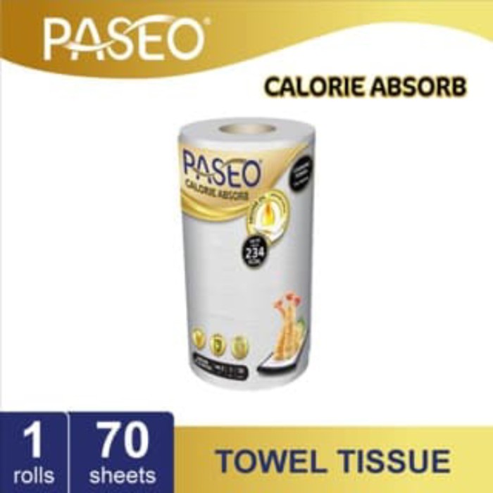 PASEO CALORIE ABSORBS COOKING TOWEL ROLL WHITE EMBOSS 70'S 1 ROLLS