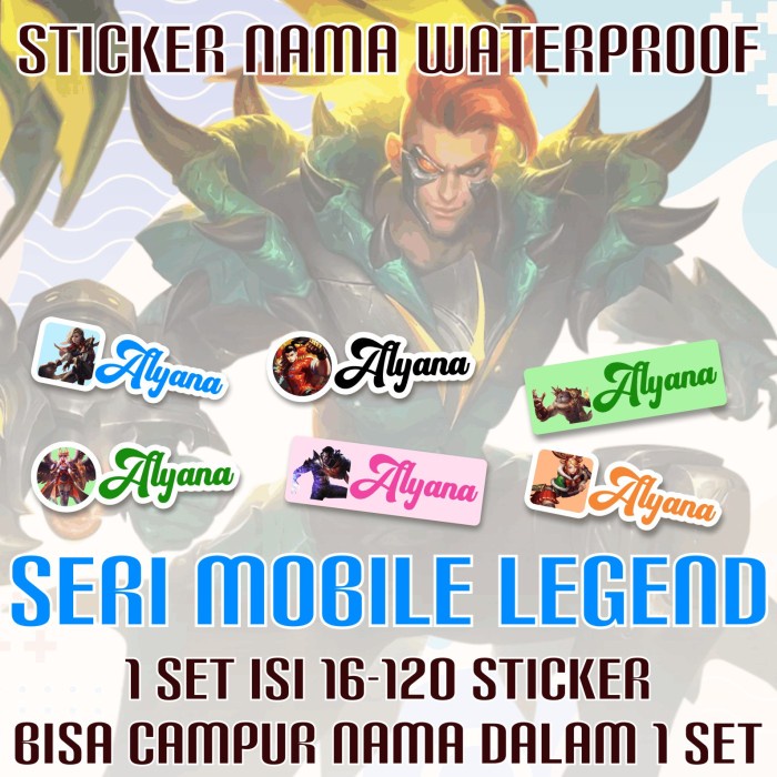 

[14-120 pcs] Sticker Nama Custom Mobile Legends