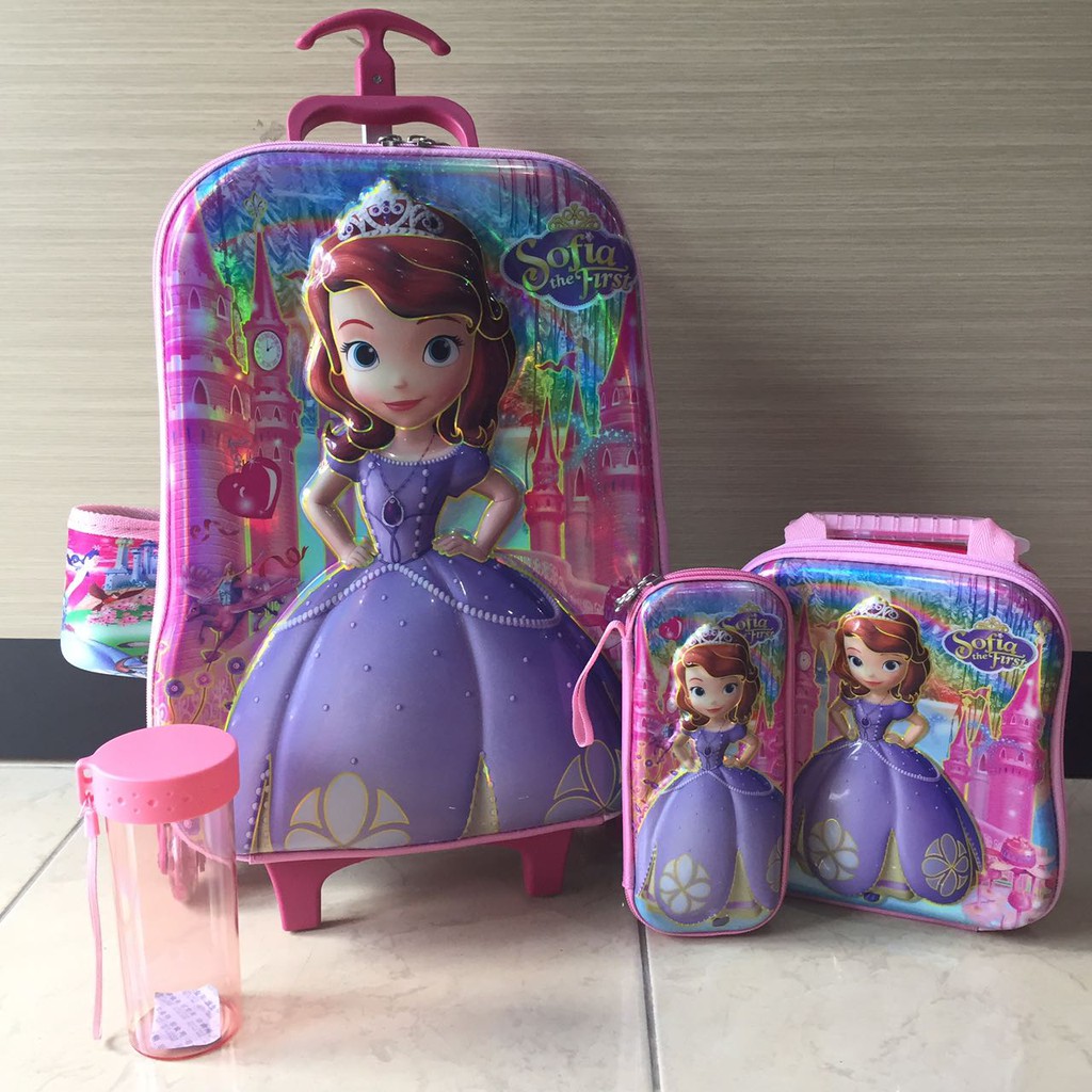 Tas Trolley Anak 4 In 1 Sofia Castle 6D