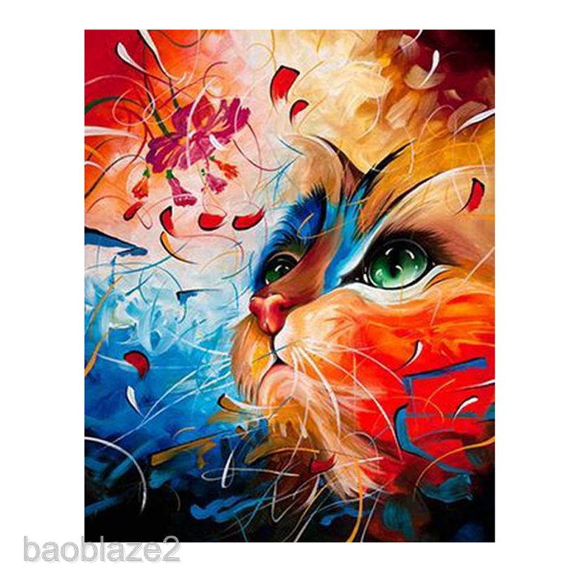 baoblaze2 1 set oil painting paintnumber kits for kids adults  cats