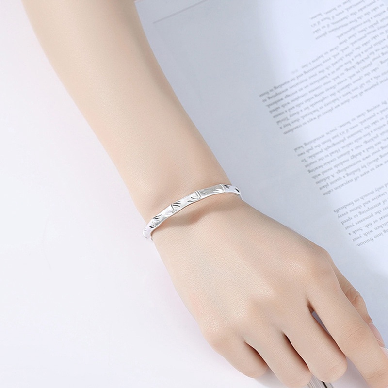 Fancyqube Gelang Bahan Sterling Silver 925 Desain Bambu Gaya Vintage Untuk Wanita