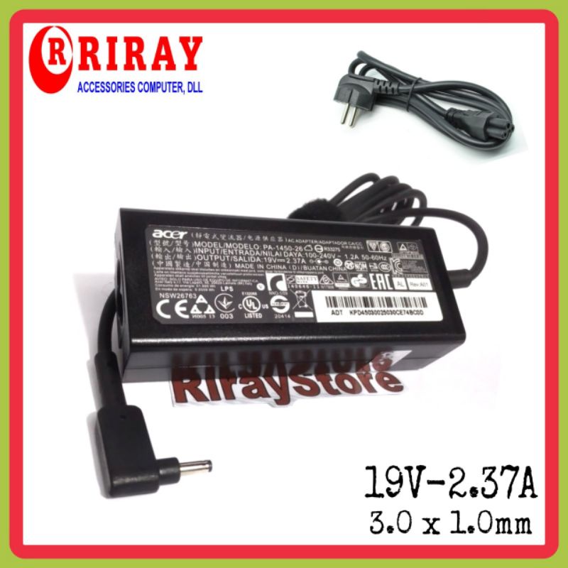 Adaptor Charger Laptop Acer Aspire V3-371 V3-331 R7-371T S7 391 S7 392 V3-372 V3-371 A13-045N2A 19V 2.37A 3mm 45W Original
