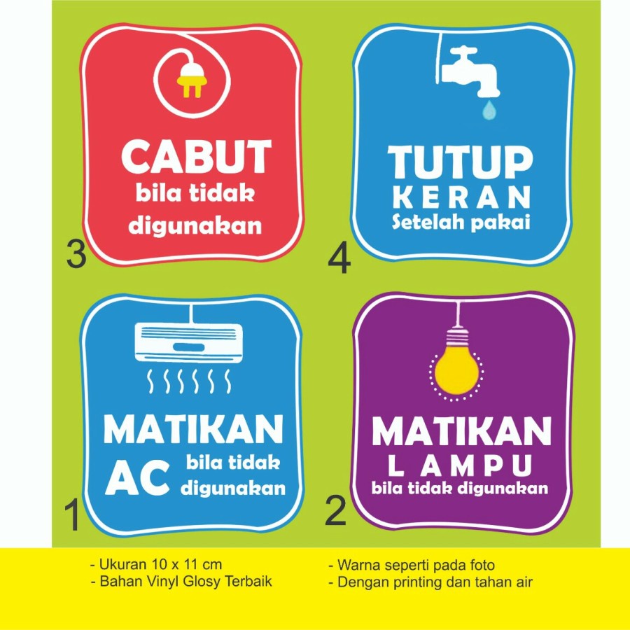 

Sticker Himbuan Hemat Energi Untuk Kantor Rumah Dan Workshope