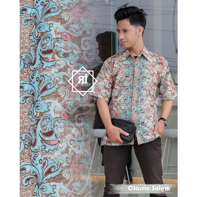 Zaja - Baju Batik Pria Dewasa Terbaru Motif Mewah Baju Kemeja Batik Cowok Lengan Pendek Formal &amp; Kasual Kerja - Acara Nikahan Fashion Atasan Cowok Elegant Baju Batik Tradisional Indonesia