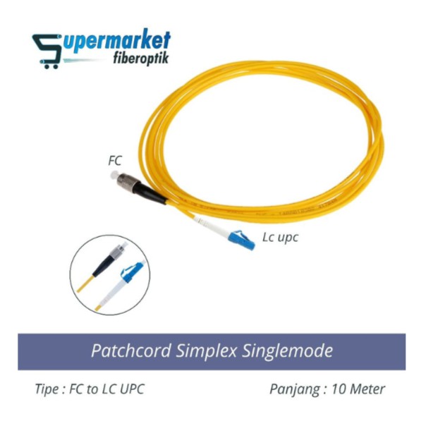 Patchcord Fiber Optik Simplex SM FC to LC UPC Panjang 10 Meter