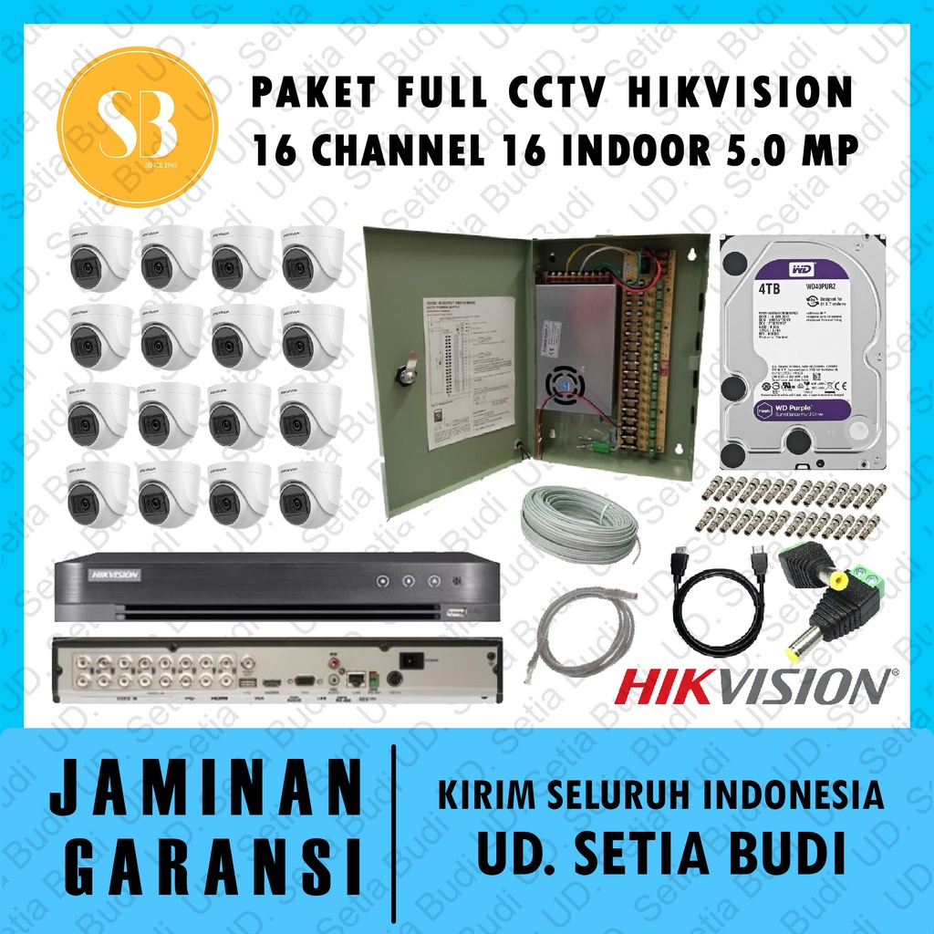 Paket FULL CCTV Hikvision 16 Channel 16 Indoor 5.0 MP