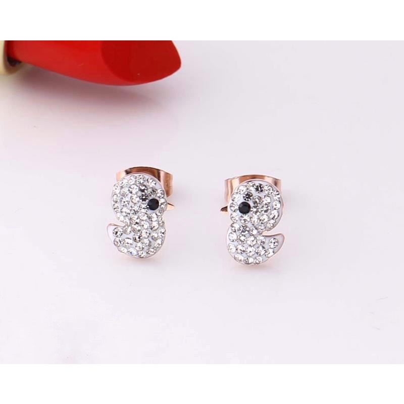 Anting anak bebek swarovski titanium