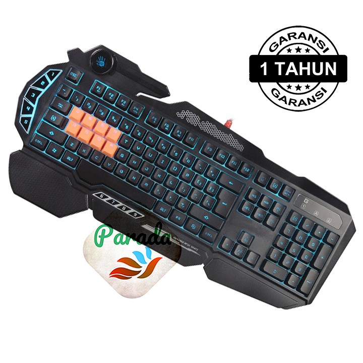 Bloody B318 Keyboard Gaming dengan 8 Kunci Mekanik Light Strike, Hitam