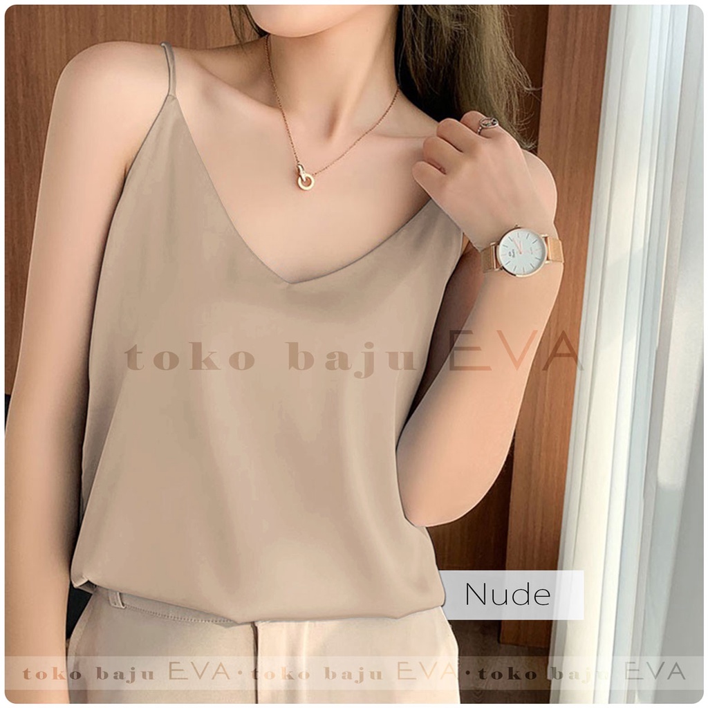 Tank Top Polos Wanita Bahan Mosscrepe Premium-Nude