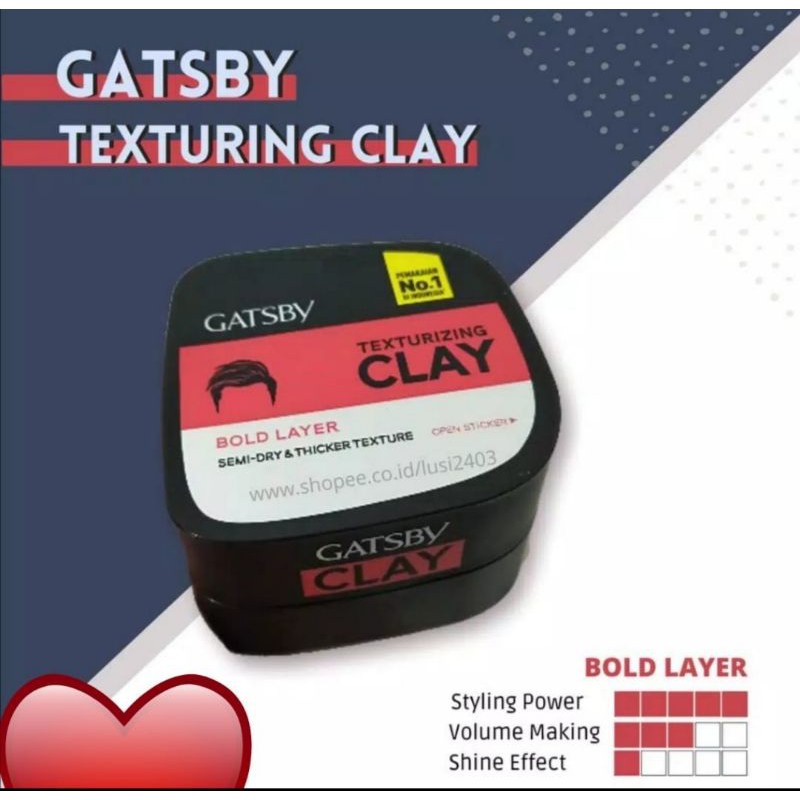 Gatsby Texturizing Clay Styling Minyak Rambut 75 Gr