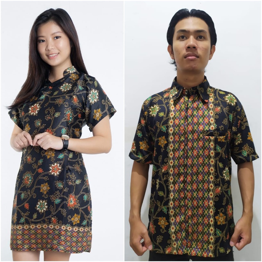 SB Collection Couple Midi Dress Reisa Cheongsham Dan Kemeja Batik Pria