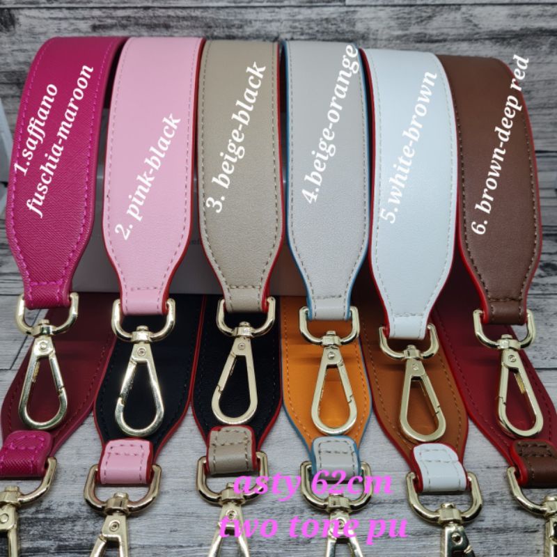 Short Plain PU Leather Bag Strap 62cm