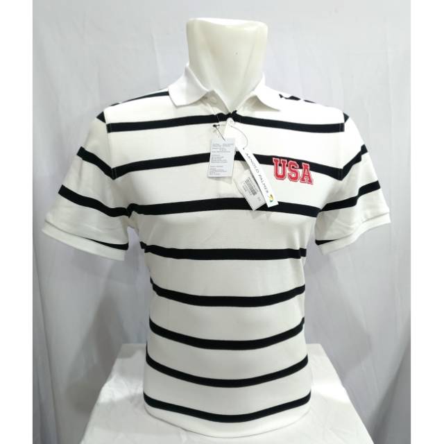 Kaos Kerah Polo Shirt Arnold Palmer Original Putih Strip Hitam USA