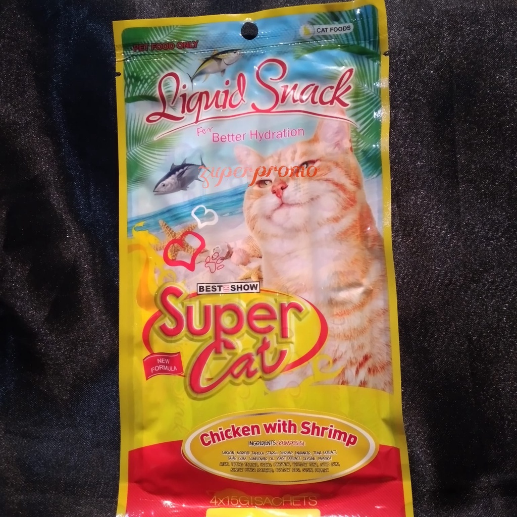 Supercat liquid Snack Kucing 4x15gr / Snack Treat Liquid / Snack Liquid