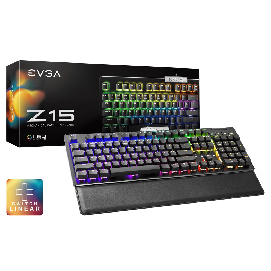 EVGA Z15 RGB MECHANICAL GAMING KEYBOARD BACKLIT LED LINEAR SWITCHES