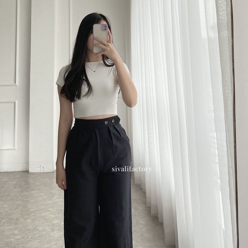 Kulot Linen Highwaist SEOUL Kulot Linen Laura Slim  Celana Kulot Linen Cullote /CELANA KULOT JUMBO