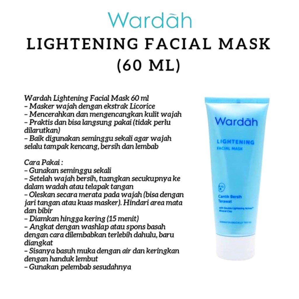 Wardah Lightening Facial Mask Wardah Lightening Blue Clay Mask 50ml Shopee Indonesia