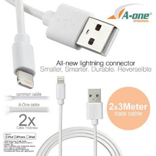 2 METER KABEL CHARGE DATA A-ONE/ CABLE CHARGER USB FOR IPAD IP 5-6-7-8