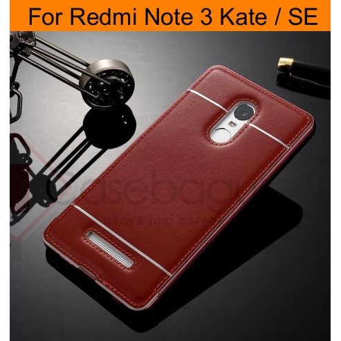 Metal Bumper Leather Back Case Cover - Xiaomi Redmi Note 3 Kate / SE