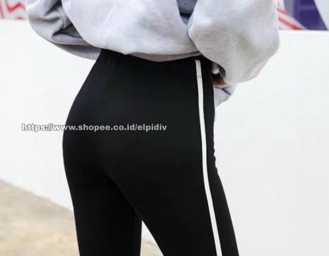 Legging List Stipe Bahan Spandex Premium/ Leging Dewasa Stip Garis