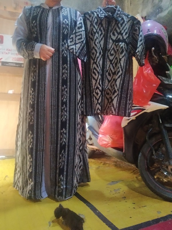 Realpict Gamis Batik Tenun Troso Kombi Polos Abaya
