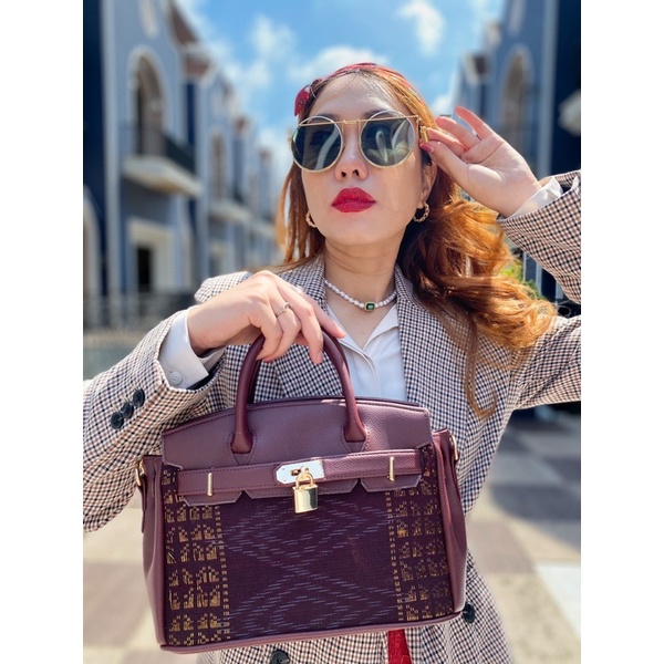 TAS ETNIK ULOS SONGKET TENUN UIS NIPES KARO MAROON BURGUNDY