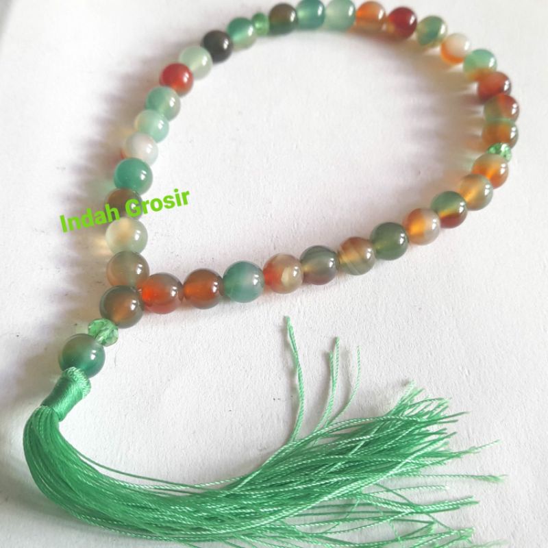 Tasbih Batu Akik Edong Pancawarna 8mm 33Butir Original