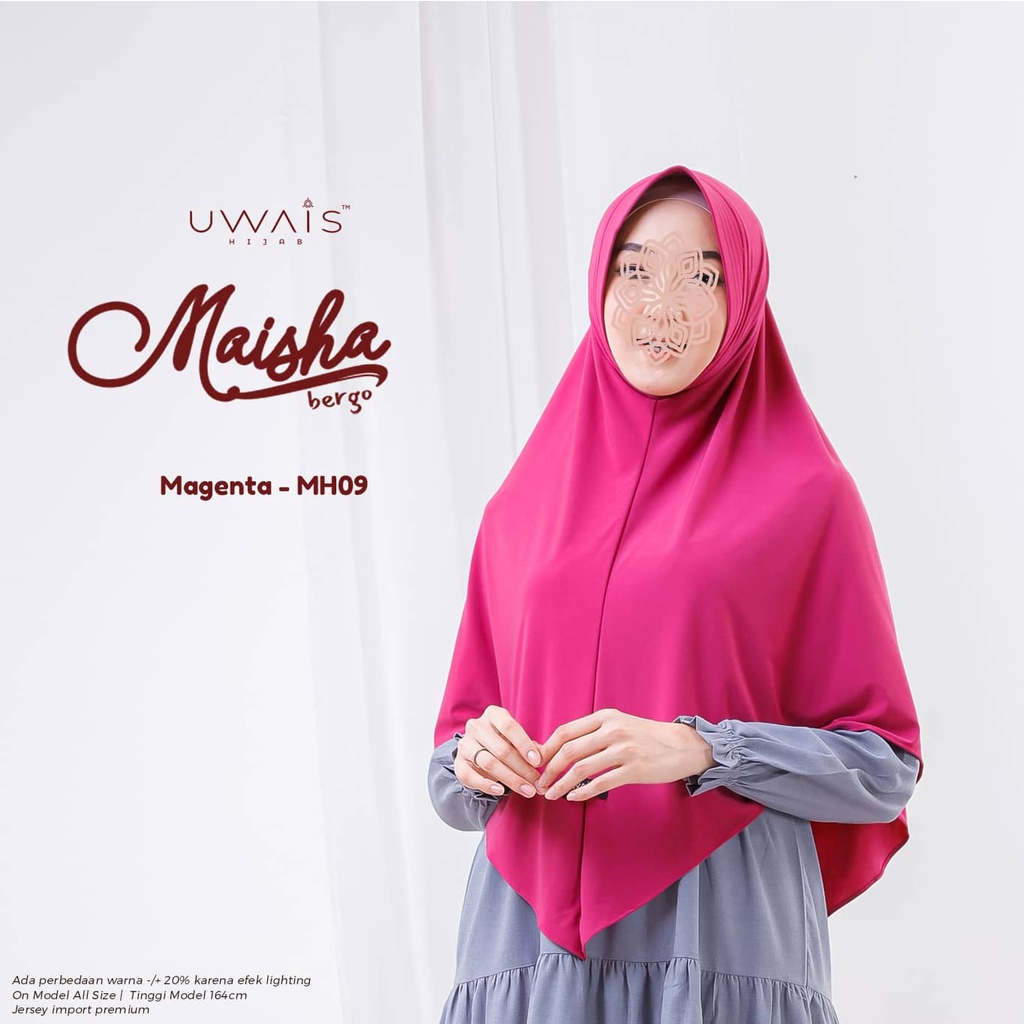 JILBAB INSTAN BERGO MAISHA KERUDUNG KAOS JERSEY  POLOS ANTEM UWAIS HIJAB SYARI TERBARU BEST SELLER-Magenta