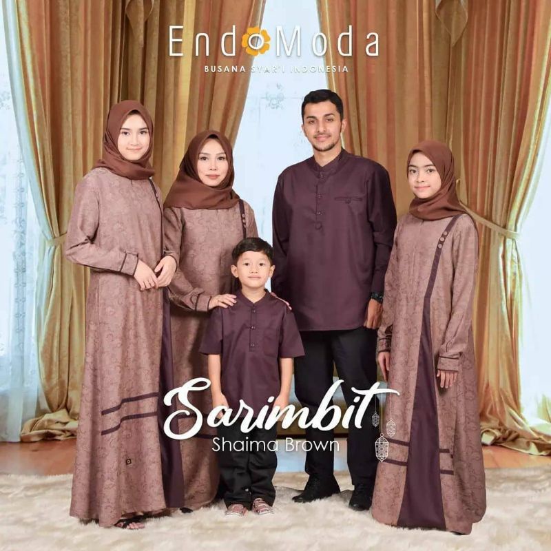 Gamis Premium Sarimbit Shaima Brown by Endomoda|Gamis Couple Ibu dan Anak|Kemko Lengan Panjang|Kemko