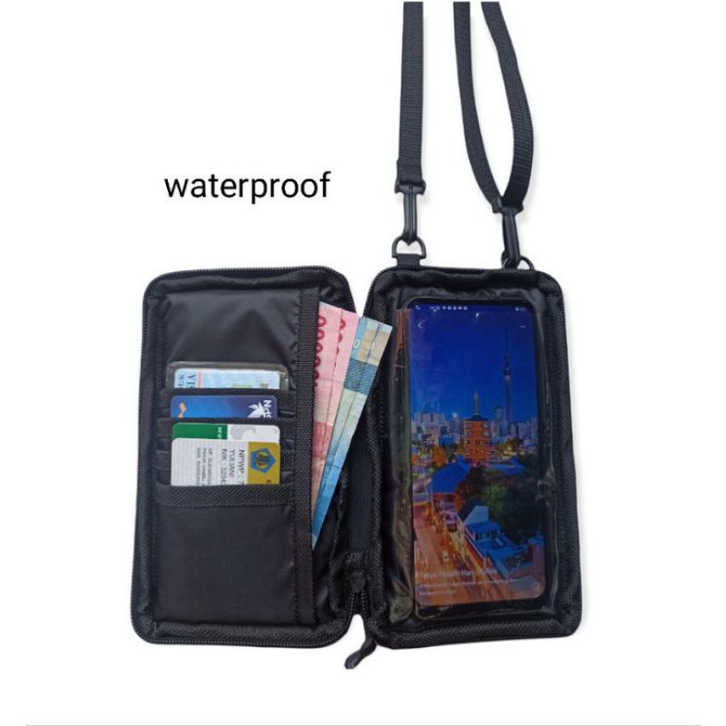 Tas Dompet Hanging Wallet Gantung Leher HP Kartu Koin Uang Paspor Selempang Pria Wanita Serbaguna FZ