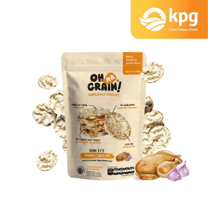 Oh Ma Grain! - Popped Rice Crackers 50gr - Cemilan Anak Non-MSG