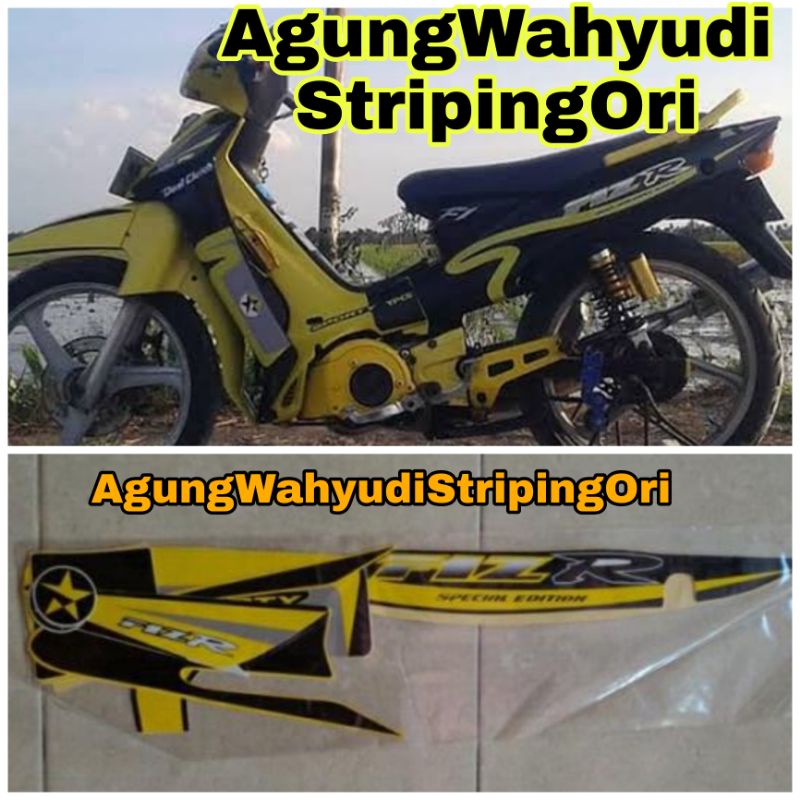 STIKER STRIPING LIS BODY MOTOR YAMAHA FIZ R CALTEX SPECIAL EDITION KUNING HITAM FIZR F1ZR