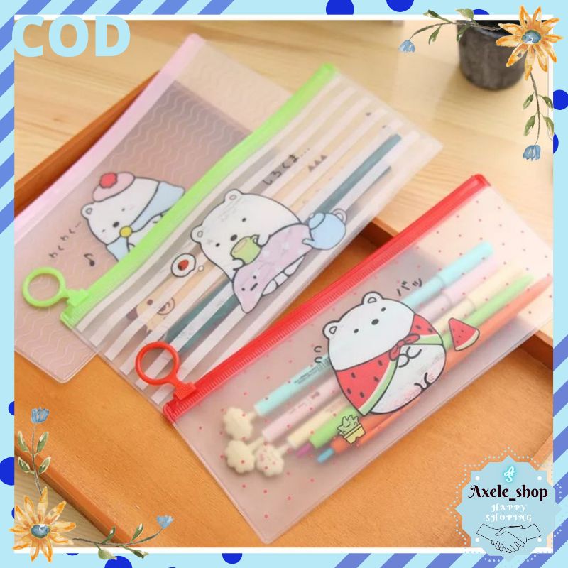 

[ COD ] Tempat Pensil Transparan Motif Sumikko Gurashi / Tempat Kosmetik Beruang / Pouch