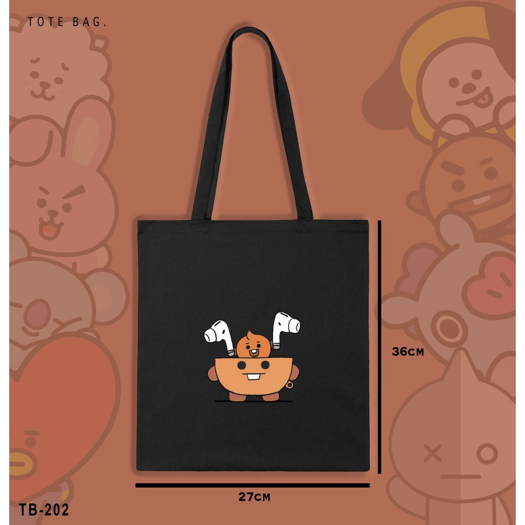 TAS WANITA/TOTE BAG KARAKTER BTS 21 /GAMBAR LUCU/REAL PICTURE/BISA UNTUK KULIAH/TAS IMPORT