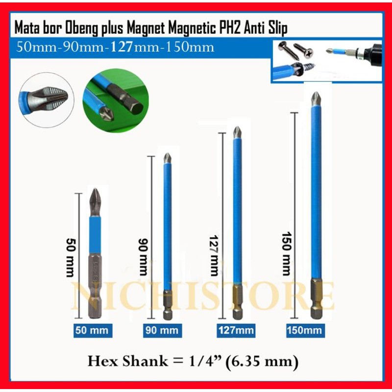 Mata bor obeng plus magnet magnetic PH2 anti slip