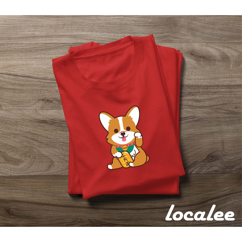 KAOS IMLEK /LUCKY DOG RED TSHIRT/KAOS SABLON UNISEX/ KAOS CNY/ CNY FAMILY TSHIRT/KAOS SABLON/ MEN FA