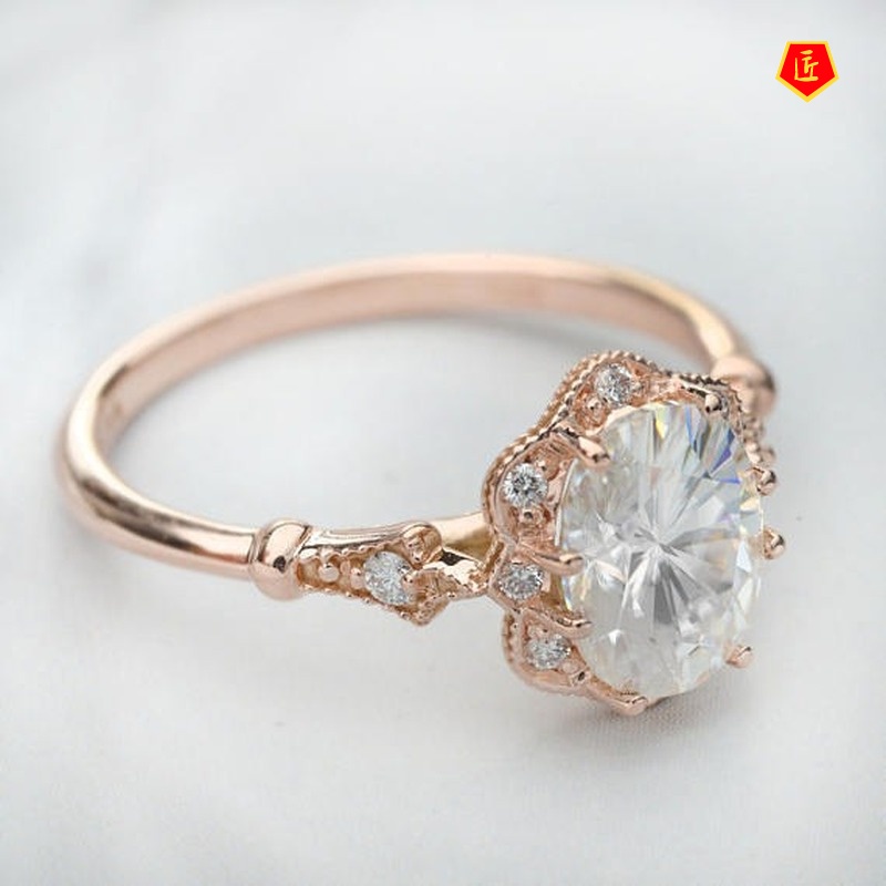[Ready Stock]Fashion Elegant 925 Silver Topaz Diamond Gold Ring
