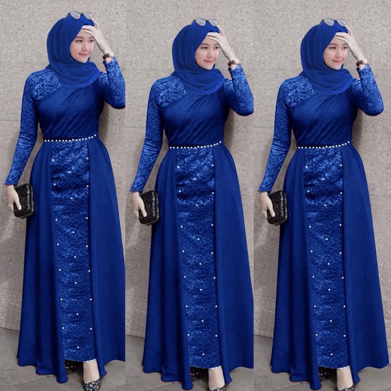 Lakshana Gamis Terbaru Brukat Maxi Dress Pesta Remaja Dewasa Wanita Muslim - Size Jumbo M L XL XXL