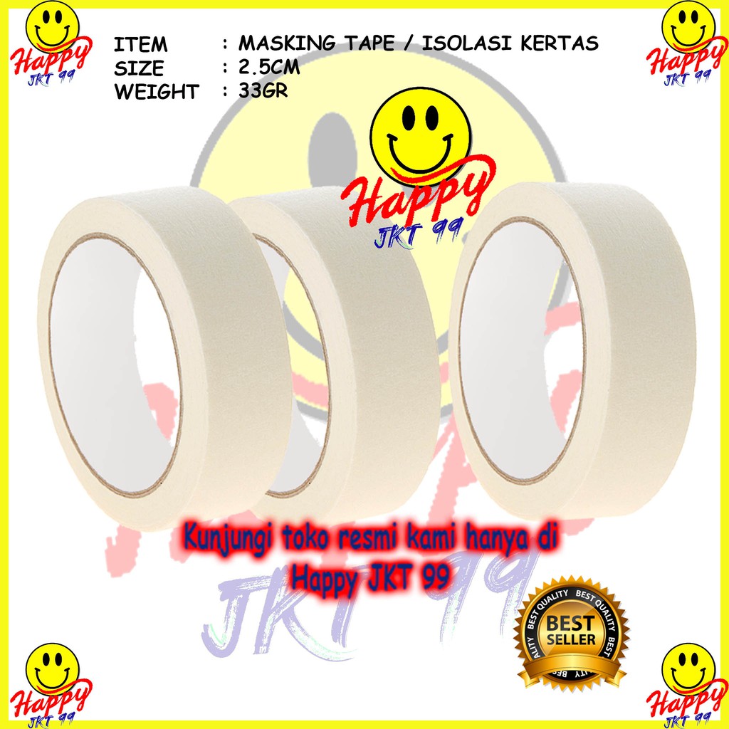 [ HAPPY JKT 99 ] LAKBAN ISOLASI KERTAS STAR MASKING TAPE 24MM X 10Y 1INCI