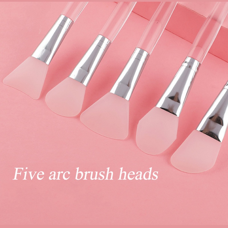 5 Pcs Professional Silicone Mask Brush With Transparent Handle / Makeup Brush With Five Curved Brush Heads / Facial Skin Care Tools, Cosmetics And Beauty Tools