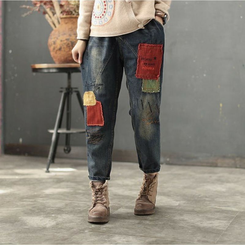 BAGGY JOGGER PANT KOREAN STYLE CELANA JEANS WANITA ALL SIZE L Up to XL PINGGANG KARET (SLIDE RIGHT UNTUK VARIAN LAINNYA)